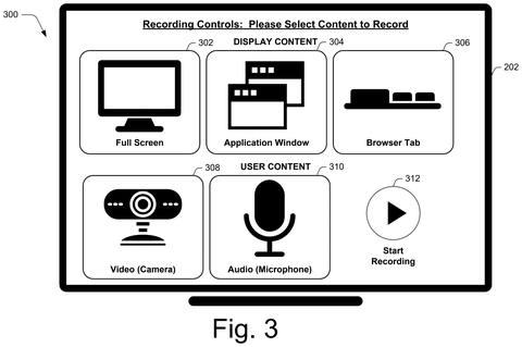 Recording content selection interface, drawing sheet 3 from US 2026/0288316 A1