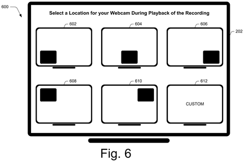 Webcam playback location options, drawing sheet 6 from US 2026/0288316 A1