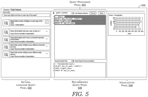 Query processor with SQL and visualization., drawing sheet 5 from US 2026/0288717 A1