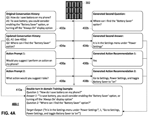 AI assistant generating answers and actions from conversation., drawing sheet 6 from US 2026/0288791 A1