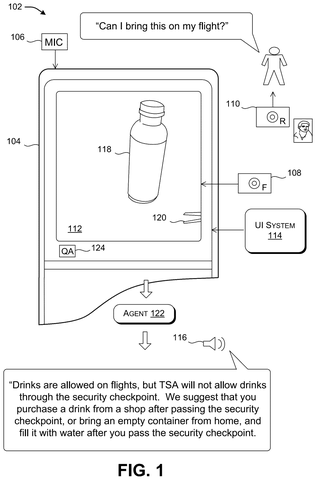 Person asks about bringing a drink., drawing sheet 1 from US 2026/0289154 A1