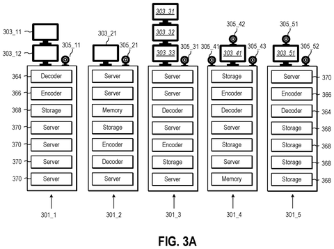 Datacenter racks with servers and cameras., drawing sheet 7 from US 2026/0289214 A1