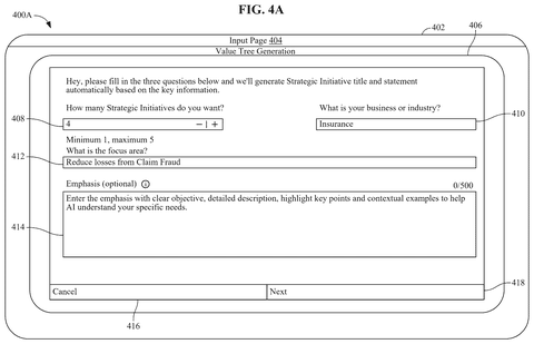 Input page for strategic initiative generation., drawing sheet 6 from US 2026/0289466 A1