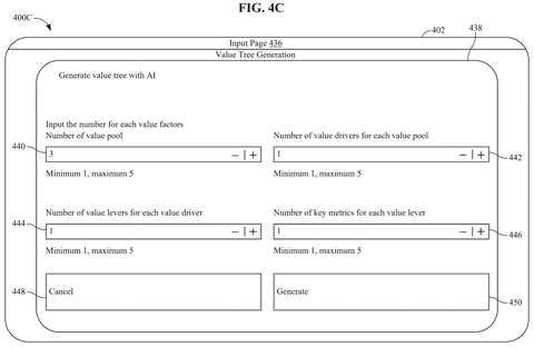 Input page for value tree generation factors., drawing sheet 8 from US 2026/0289466 A1