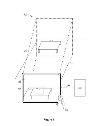 Augmented reality device in use., drawing sheet 1 from US 2026/0289719 A1
