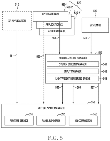 Software interaction for virtual space., drawing sheet 7 from US 2026/0289903 A1