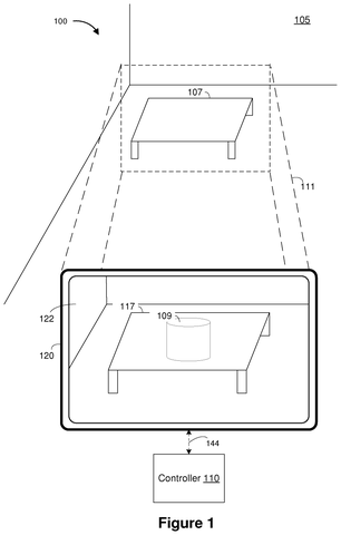 Augmented reality headset in environment, drawing sheet 1 from US 2026/0289904 A1