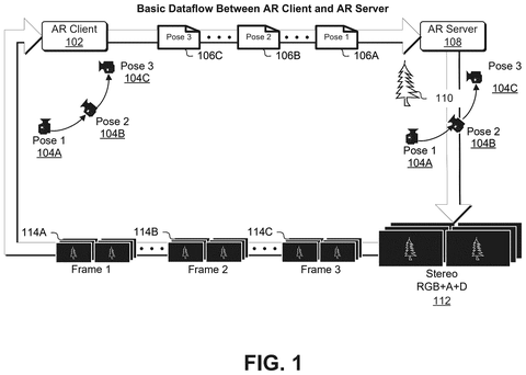 AR client and server dataflow., drawing sheet 1 from US 2026/0289911 A1