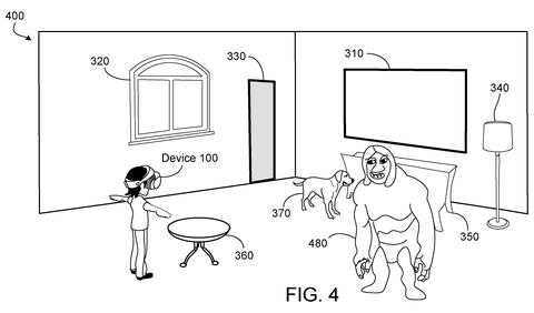 Virtual monster in a physical room, drawing sheet 4 from US 2026/0289921 A1