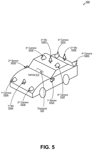 Vehicle with multiple cameras and sensors., drawing sheet 5 from US 2026/0289997 A1