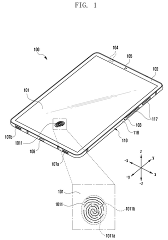 Tablet with on-screen fingerprint sensor., drawing sheet 1 from US 2026/0290067 A1