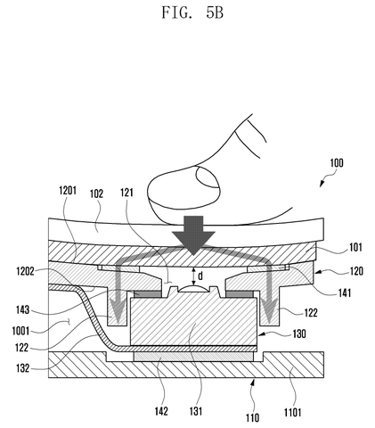 Cross-section of fingerprint sensor, being pressed., drawing sheet 6 from US 2026/0290067 A1