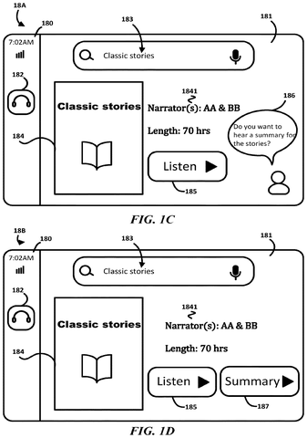 Audiobook summary prompt on phone, drawing sheet 3 from US 2026/0290331 A1