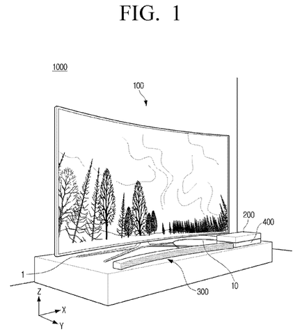 Curved display, audio converter, speaker, drawing sheet 1 from US 2026/0290356 A1