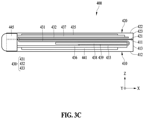 Foldable phone antenna structure, cross-section., drawing sheet 6 from US 2026/0291048 A1