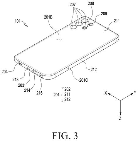 Back view of a smartphone., drawing sheet 3 from US 2026/0291284 A1