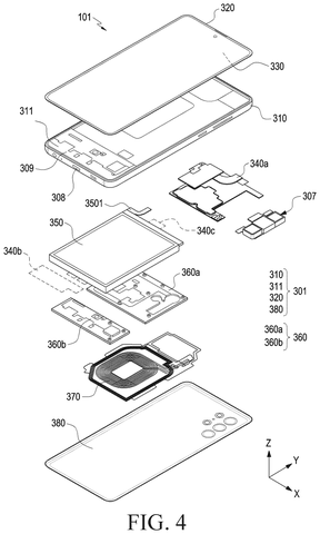 Exploded view of smartphone components., drawing sheet 4 from US 2026/0291284 A1