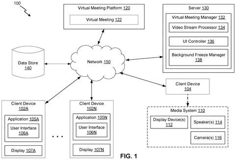 Virtual meeting system components, drawing sheet 1 from US 2026/0292106 A1