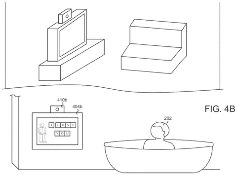 Person in bathtub watching TV, drawing sheet 8 from US 2026/0292298 A1