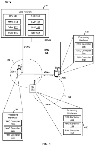 Phone, cell towers, core network., drawing sheet 1 from US 2026/0292601 A1