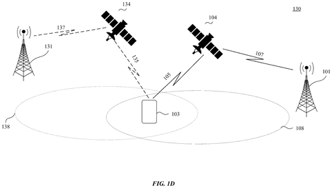 Phone, two satellites, and two cell towers., drawing sheet 4 from US 2026/0292620 A1