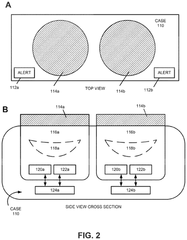 Dual contact lens case with sensors., drawing sheet 2 from US 2026/0294060 A1