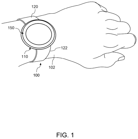 Smartwatch on a person's wrist., drawing sheet 1 from US 2026/0294263 A1