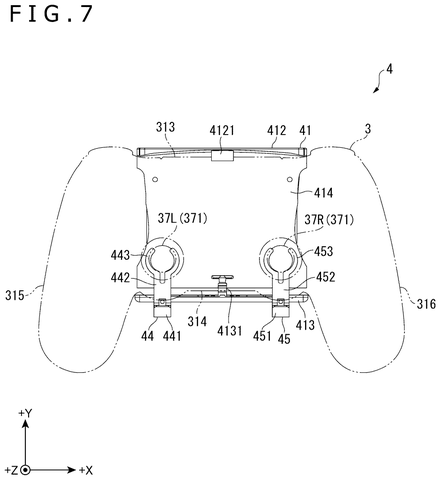 Clip-on device attached to a game controller., drawing sheet 7 from US 2026/0295446 A1