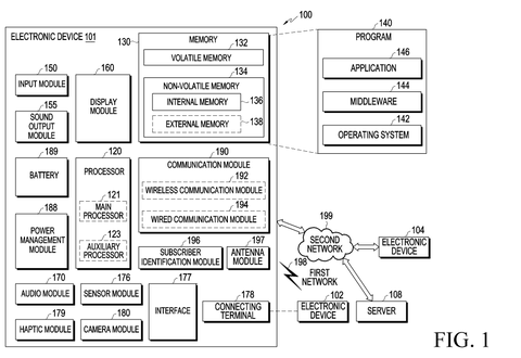 Electronic device block diagram., drawing sheet 1 from US 2026/0299396 A1