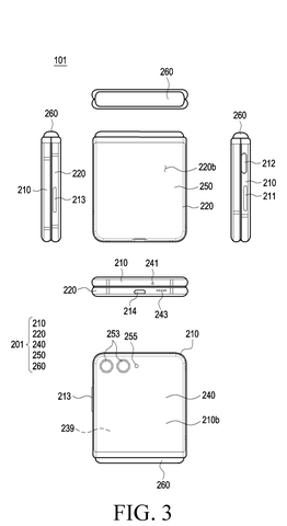 Foldable phone, folded views., drawing sheet 3 from US 2026/0299396 A1