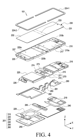 Exploded view of foldable phone., drawing sheet 4 from US 2026/0299396 A1