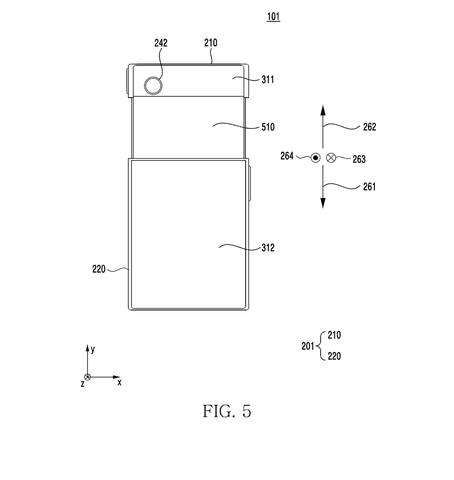 Expanding phone, back partially expanded., drawing sheet 5 from US 2026/0299651 A1