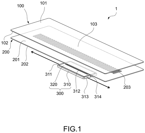 Exploded haptic touchscreen components, drawing sheet 1 from US 2026/0299693 A1