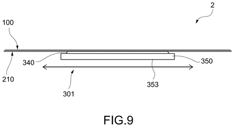 Side view of another haptic touchscreen, drawing sheet 8 from US 2026/0299693 A1