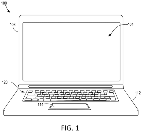 Laptop computer with trackpad, drawing sheet 1 from US 2026/0299715 A1