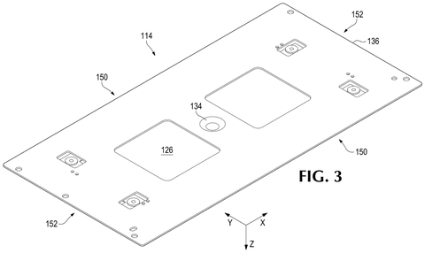 Trackpad assembly, bottom view, drawing sheet 3 from US 2026/0299715 A1