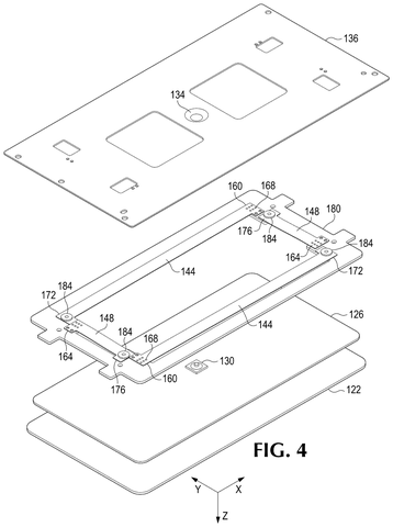 Exploded view of trackpad components, drawing sheet 4 from US 2026/0299715 A1