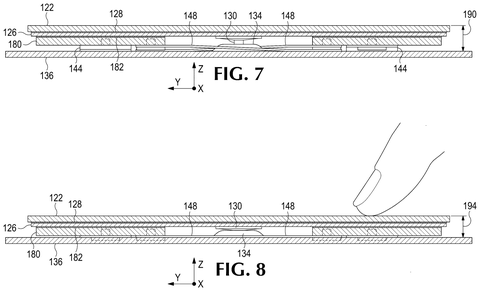 Exploded cross-section of trackpad, drawing sheet 6 from US 2026/0299715 A1