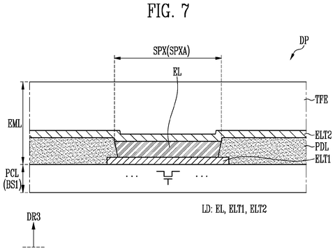 Display panel pixel cross-section., drawing sheet 7 from US 2026/0299722 A1