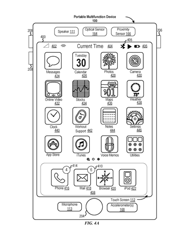 Smartphone home screen with apps., drawing sheet 5 from US 2026/0299765 A1