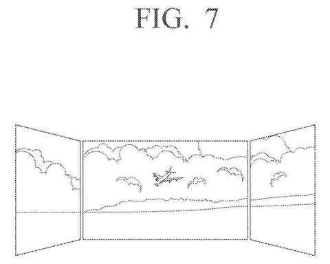 Three-panel display of an airplane., drawing sheet 7 from US 2026/0299866 A1