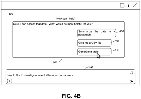 Chat window with data options., drawing sheet 8 from US 2026/0300001 A1
