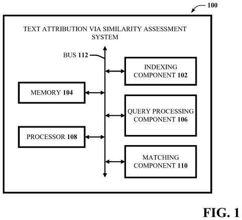Text attribution system components., drawing sheet 1 from US 2026/0300349 A1