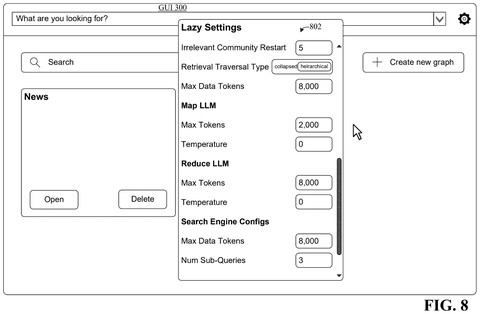 AI settings, retrieval traversal, drawing sheet 8 from US 2026/0300370 A1
