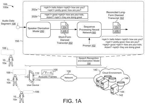 Speech recognition and diarization system, drawing sheet 1 from US 2026/0300624 A1