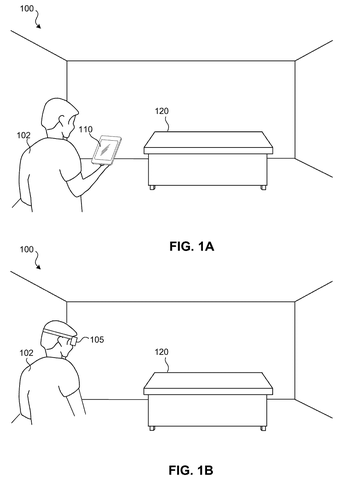 Person using tablet, wearing headset, drawing sheet 1 from US 2026/0301125 A1