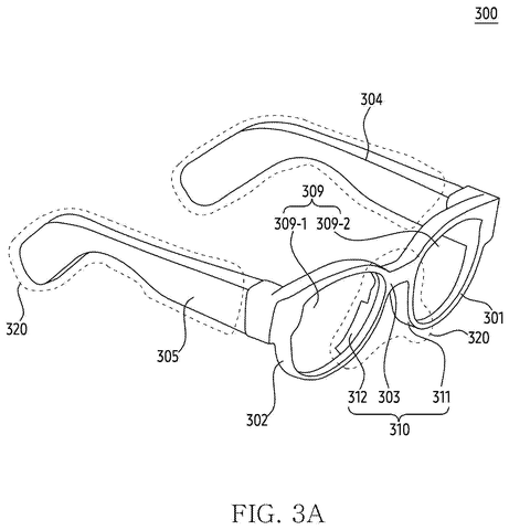 Augmented reality glasses, perspective view., drawing sheet 3 from US 2026/0301246 A1