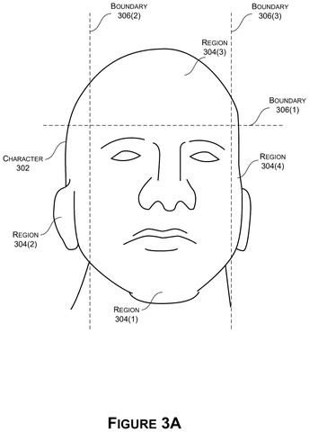 Character face with facial regions., drawing sheet 3 from US 2026/0301288 A1