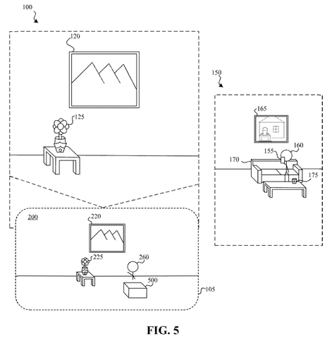 Avatar with virtual objects and box., drawing sheet 5 from US 2026/0301340 A1