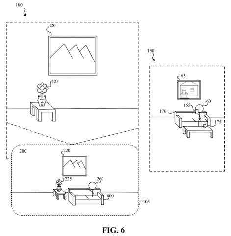 Avatar with virtual objects and couch., drawing sheet 6 from US 2026/0301340 A1
